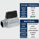 Ver imagem 3 de Válvula Registro Mini Esfera 1/8 Macho X Fêmea Cromada Alavanca On Off Ivm Italy Latão Cromado