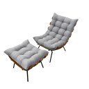 Ver imagem 7 de Poltrona Costela G2home + Puff Linho Cinza Lâmina Madeira