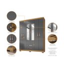 Ver imagem 2 de Kit Guarda Roupa 6 Portas 2 Gavetas e Espelho e Comoda Sapateira 1 Porta 4 Gavetas Carvalho Grafite