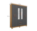 Ver imagem 4 de Kit Guarda Roupa 6 Portas 2 Gavetas e Espelho e Comoda Sapateira 1 Porta 4 Gavetas Carvalho Grafite