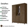 Guarda Roupa 4 Portas Com Espelho 8313 Castanho Wood Moval - 3