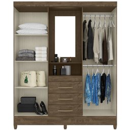 Guarda Roupa 4 Portas Com Espelho 8313 Castanho Wood Moval - 5
