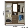 Guarda Roupa 4 Portas Com Espelho 8313 Castanho Wood Moval - 4