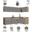 Ver imagem 3 de Armário de Cozinha Modulado de Canto 6 Peças Cp33 com Pia Inox Castanho/cinza - Lumil Lumil Móveis