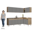 Ver imagem 5 de Armário de Cozinha Modulado de Canto 6 Peças Cp33 com Pia Inox Castanho/cinza - Lumil Lumil Móveis