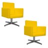 Kit 2 Poltronas Beatriz Base Giratória de Metal Corano Amarelo - 1