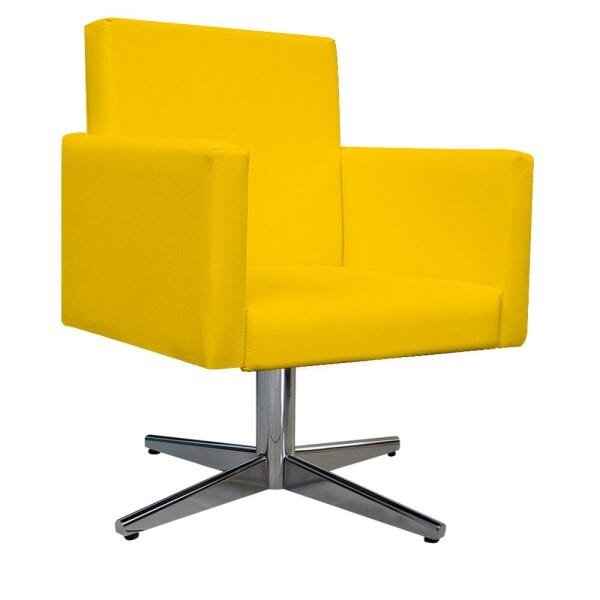 Kit 2 Poltronas Beatriz Base Giratória de Metal Corano Amarelo - 3