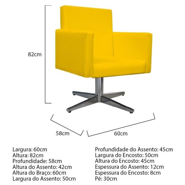 Kit 2 Poltronas Beatriz Base Giratória de Metal Corano Amarelo - 5