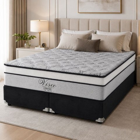 Colchão Viúva Life Visco Molas Ensacadas Espuma D45 128x188x33cm Cinza