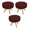 Kit 3 Puffs Fernanda Base Giratória de Madeira Corano Bordô - Sts Móveis - 1