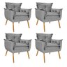 Kit 4 Poltronas Opala Palito Mel Suede Cinza - Sts Móveis - 1