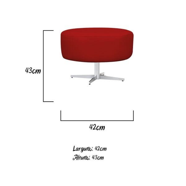 Kit 4 Puffs Sofia Base Giratória Metal Suede Vermelho - Sts Móveis - 4