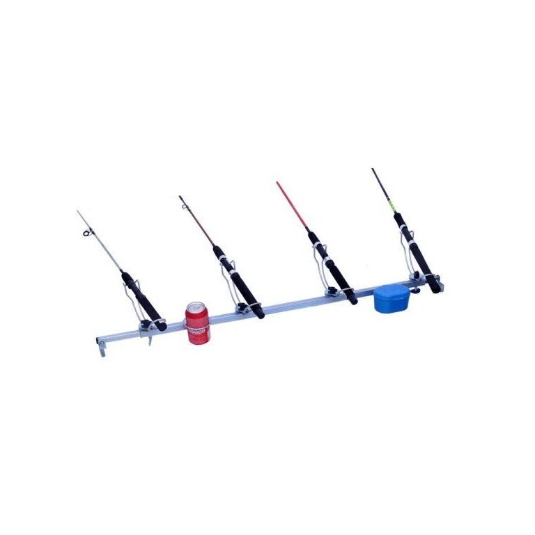 SUPORTE DE VARAS PARA BARCO TRANSVERSAL DE BORDA A BORDA 4 VARAS COM PORTA LATA