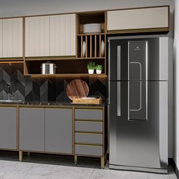 Armário de Cozinha Aéreo 80 cm 1 Porta Basculante Vitória Rimo Carvalho Off White - 3