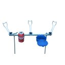 Ver imagem 1 de SUPORTE DE CHÃO PARA VARAS DE PESCA DESMONTÁVEL 03 VARAS COM PORTA LATA