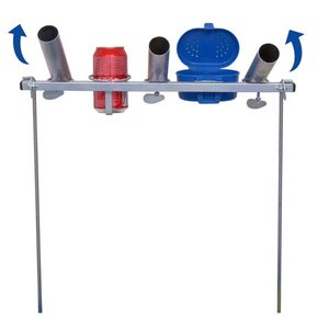 Suporte de Chão para Varas de Pesca Caneca P/03 Varas Desmontável C/Porta Lata