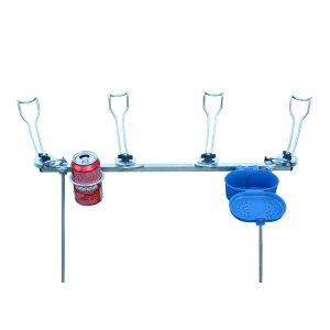 SUPORTE DE CHÃO PARA VARAS DE PESCA DESMONTÁVEL 04 VARAS COM PORTA LATA
