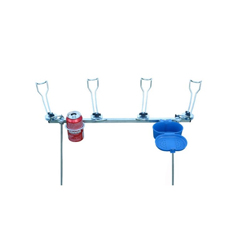 SUPORTE DE CHÃO PARA VARAS DE PESCA DESMONTÁVEL 04 VARAS COM PORTA LATA
