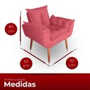 Ver imagem 2 de Kit Poltrona Decorativa e Puff Paola Pes Palito Suede Rosa