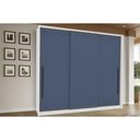 Ver imagem 1 de Guarda Roupa 3 Portas de Correr e 4 Gavetas Valência Branco/azul - Politorno