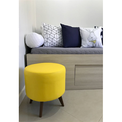 Puff Pé Palito Redondo Não É Segredo Courvin Amarelo 40x45