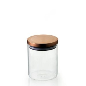 Jogo de 2 Potes Hermético de Vidro Borossilicato com Tampa Bronze 750Ml - Vd19153Bz^