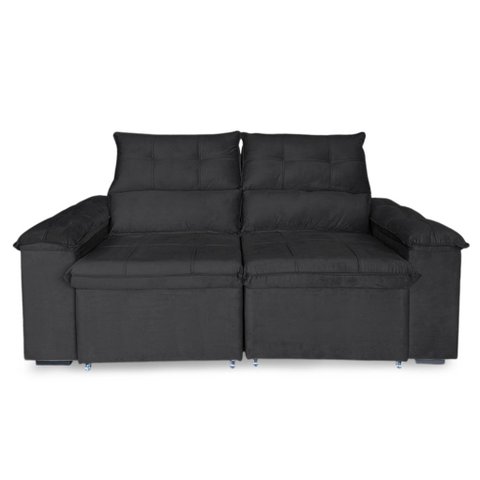 Sofá Retrátil e Reclinável 2 Lugares Verona 1,50m- Élpis Móveis - Veludo Preto
