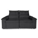 Ver imagem 1 de Sofá Retrátil e Reclinável 2 Lugares Verona 1,50m- Élpis Móveis - Veludo Preto