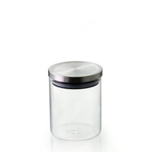 Jogo de 2 Potes Hermético de Vidro Borossilicato com Tampa Inox 750Ml - Vd19153^