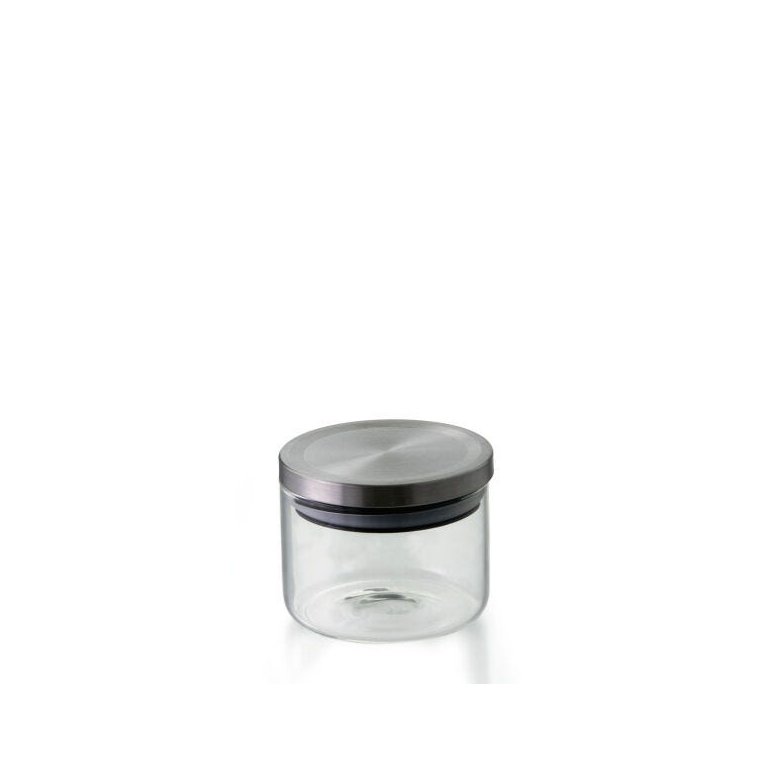 Jogo de 2 Potes Hermético de Vidro Borossilicato com Tampa Inox 370Ml - Vd19154^