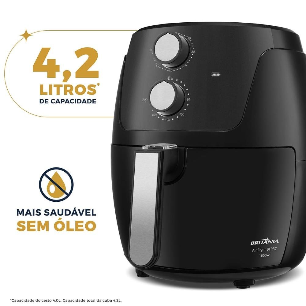 Air Fryer Fritadeira sem Óleo Bfr37 1500w Britânia 4,2l com Cesto Antiaderente 127v - 7