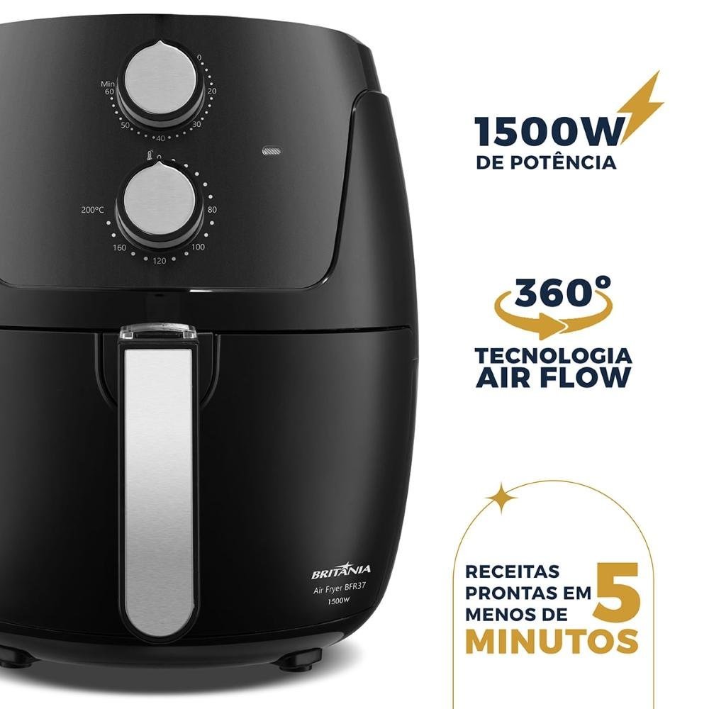 Air Fryer Fritadeira sem Óleo Bfr37 1500w Britânia 4,2l com Cesto Antiaderente 127v - 5