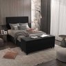 Recamier com Sapateira King 195x50x45cm - Móveis Digital - Veludo Preto - 3