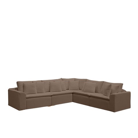 Sofá Modular Rivieira Linho Marrom Cookiee - Meu Estofado Sofá Modular Riviera Sala Quarto Recepção 