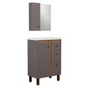 Ver imagem 1 de Kit Gabinete e Espelho para Banheiro Ariel 60 Cm com Pé Havana/jequitibá