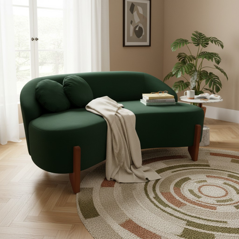 Namoradeira Sofá Feijão Moscou 130cm Orgânica Suede Verde