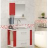 Gabinete para banheiro Lion vermelho com cuba branca e espelheira - 1