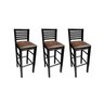 Kit 3 Banqueta Alta para Cozinha - Bar - Balcão - Preto com Estofado Marrom Mod. Laguna - 1