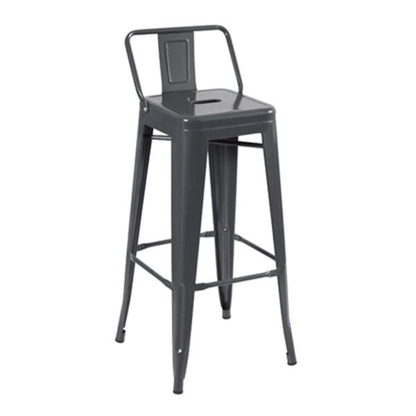 Conjunto 4 Banquetas Tolix com Encosto - Cinza Escuro - Kza Bela - 1