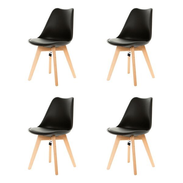 Kit 4 Cadeiras Eames Leda Estofada - Preta - Kza Bela - 1