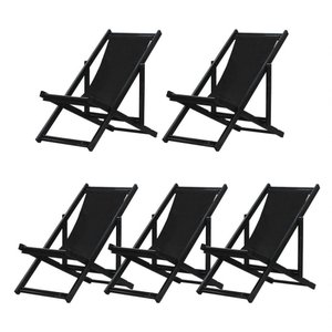 Kit 5 Espreguiçadeiras Dobrável Black Sb-preto