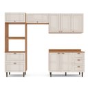 Ver imagem 2 de Cozinha Pérola 270cm com Tampo 4 Peças Off White/Freijó Yescasa