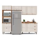 Ver imagem 5 de Cozinha Pérola 270cm com Tampo 4 Peças Off White/Freijó Yescasa