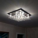 Ver imagem 4 de Lustre de Cristal Legítimo Sala Quarto Base Inox Espelhado 40x40 Cm