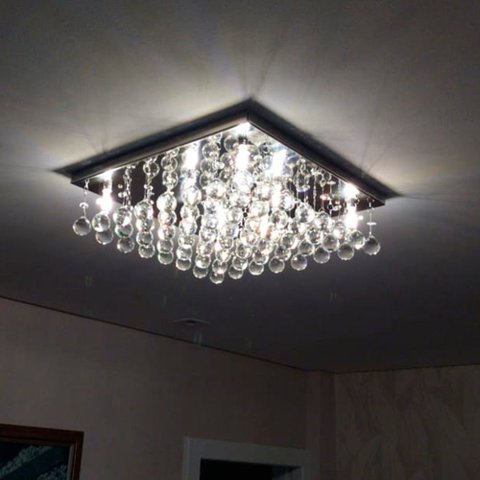 Lustre de Cristal Legítimo Sala Quarto Base Inox Espelhado 40x40 Cm