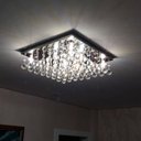 Ver imagem 1 de Lustre de Cristal Legítimo Sala Quarto Base Inox Espelhado 40x40 Cm