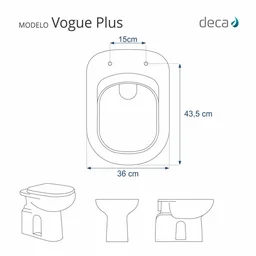 Tampa de Vaso Poliéster Vogue Plus Creme para Bacia Sanitária Deca - 5 Tampa de Vaso Poliéster Vogue Plus Creme para Bacia Sanitária Deca - 5