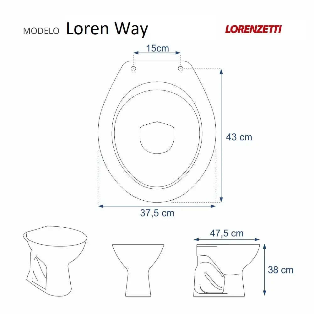 Assento Sanitário Loren Way Branco para vaso Lorenzetti - 3