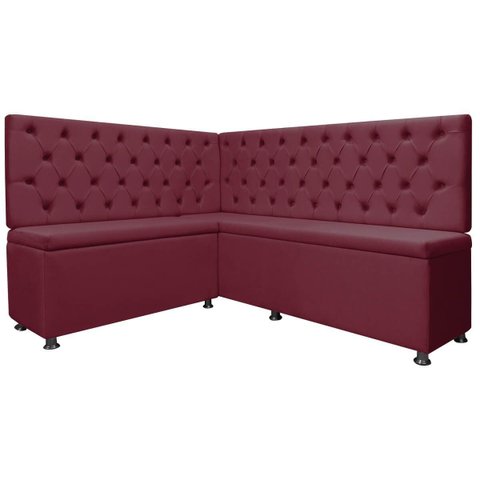 Kit Canto Alemão 4 Lugares com Baú e Capitonê Veludo Bordo 1,25x1,60m Sofa Store