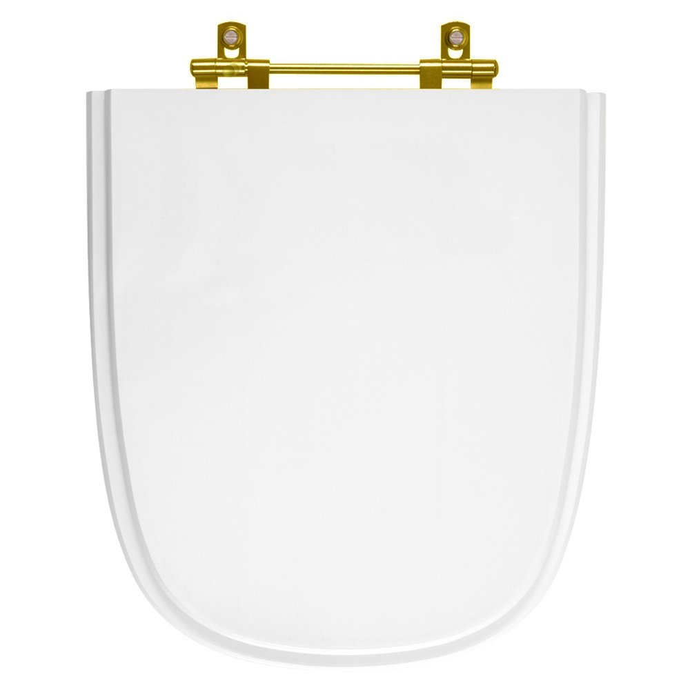 Assento Sanitário Poliéster Ibiza Branco Ferragem Dourada - 1